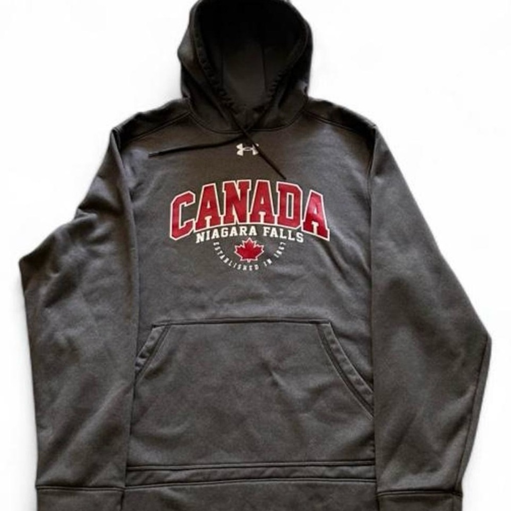 Under Armour Gray Hooded Sweatshirt with Red Canada Niagara Falls Graphic